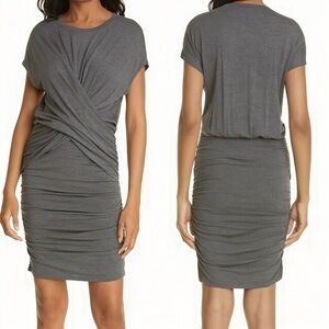 Frame Shirred Muscle Tee Shirt Dress Jersey Grey | size XS​